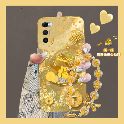 2025金币福袋适用小米mixfold4手机壳mixfold3立体mixfold2折叠屏mixflip硬壳mi金色挂链简约手提蛇年过年女