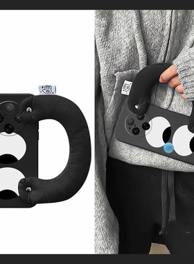 趣味大眼睛适用vivox100ultra手机壳x90s搞怪s80pro充棉x70spro腕带x60曲屏版x50立体x30x27x23x21i硅胶黑色p