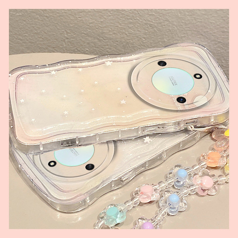 手机壳渐变星星ins风透明波浪边女