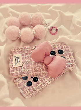 粉色蝴蝶结适用vivox200手机壳x100pro+手机壳x100ultra毛球x90s挂链t2s日韩x80spor硅胶x70毛绒绒x60+十vivo