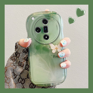 绿色晕染蝴蝶适用oppofindx7ultra手机壳findx6pro夏天5高级感x3硅胶k5软壳k11x韩系k10个性 k9s小众k7女oppo