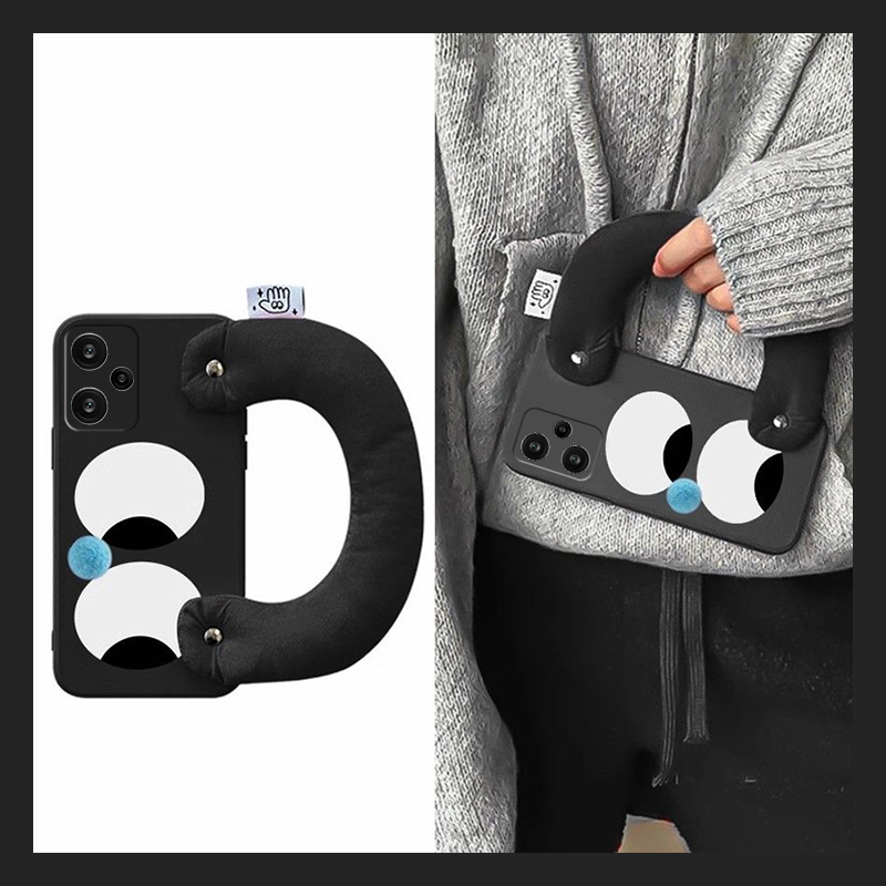 趣味大眼睛适用小米红米note13pro手机壳12turbo搞怪11tpro充棉10por腕带9立体8简约7硅胶n0te软壳redmi+黑色