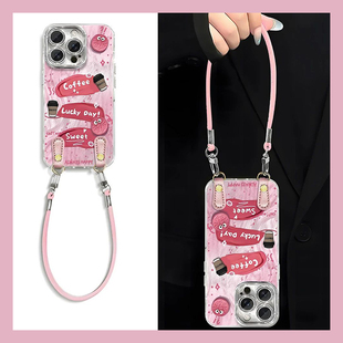 英文咖啡饼干适用华为mate70rs手机壳mata60pro 挂绳m50e立体m40晕染30epor可爱十羽纱huawei卡通硅胶手提软p