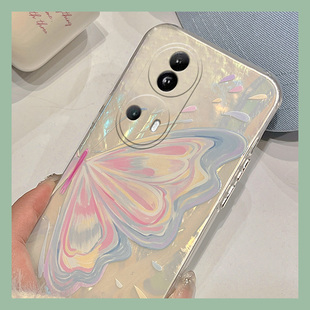 彩色贝壳纹蝴蝶适用opporeno11pro手机壳reno10+十9带手链8透明7se韩系6硅胶5k软壳4se小众3个性ace2女oppo2z