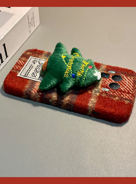 ins风红色格纹适用oppo真我gt8手机壳13pro至尊版12por+秋冬季11毛绒gt7立体gtneo6se软neo5十v25/v15/q5/q3s