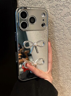 水钻珍珠蝴蝶结适用小米note15pro+手机壳noto14镜子13镜面12turbo闪粉11t韩系10por立体十电镀huawei日韩软p
