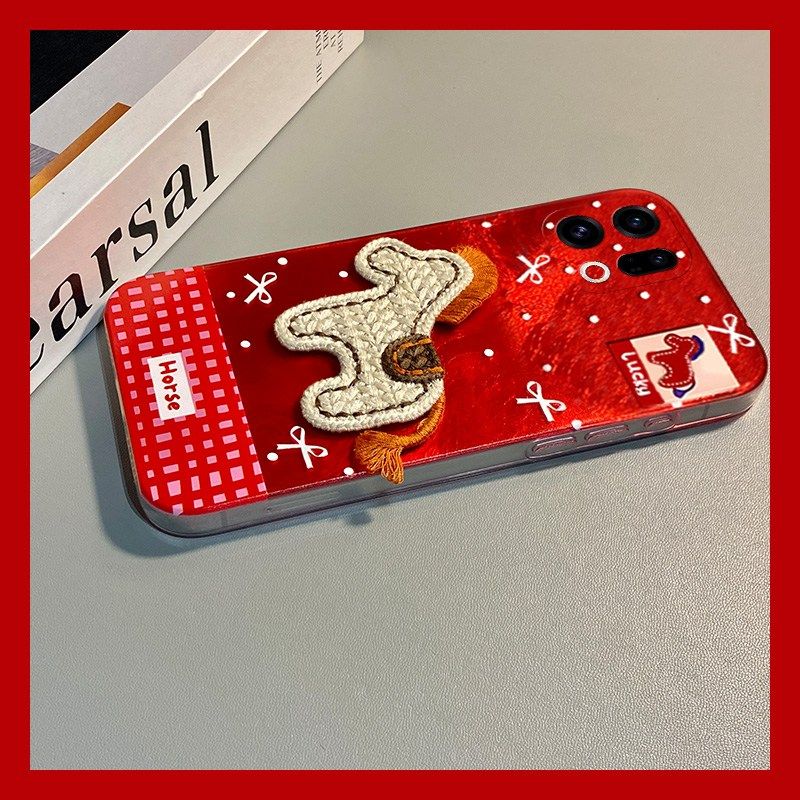 手机壳硅胶冰川纹新年红色2026马
