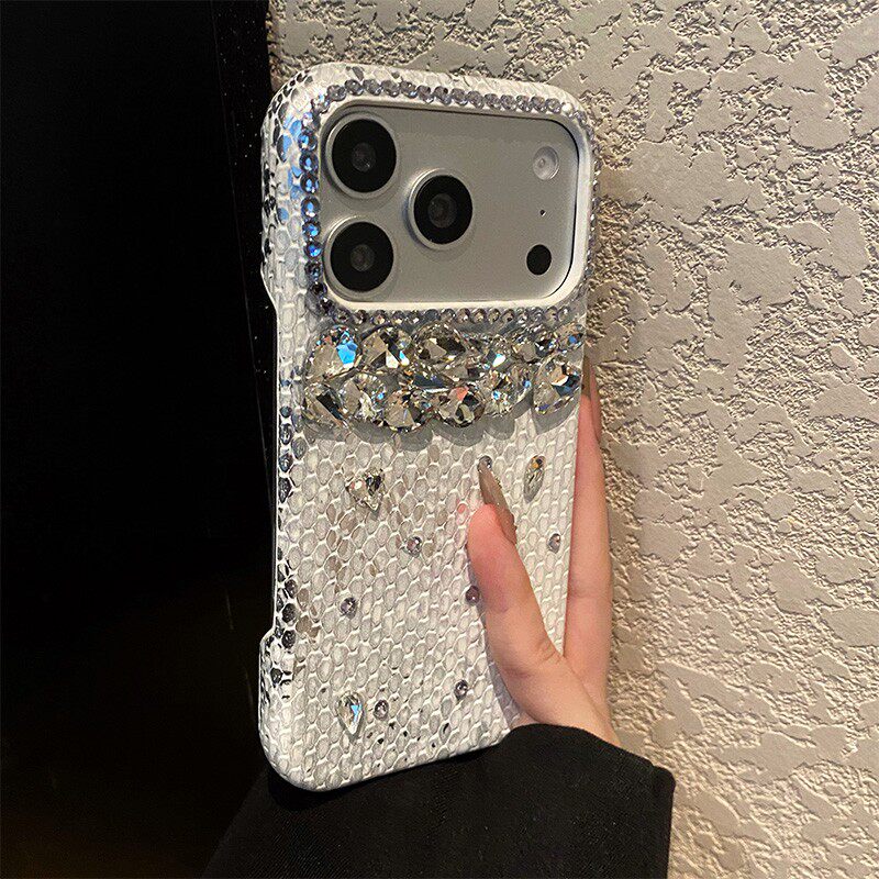 渐变白色蟒蛇纹适用三星a91手机壳a90水钻a82奢华a81闪钻aa80仿皮a71皮纹a60/a56/a55/a53/a52s/a51/a50s钻石