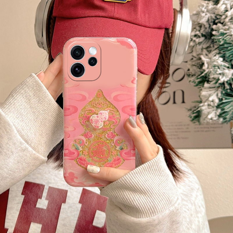 镂空闪粉葫芦适用opporeno15手机壳reon14旋转13国潮12pro立体11中国风10por+新中式9新款7se金箔5k/4se/oppo
