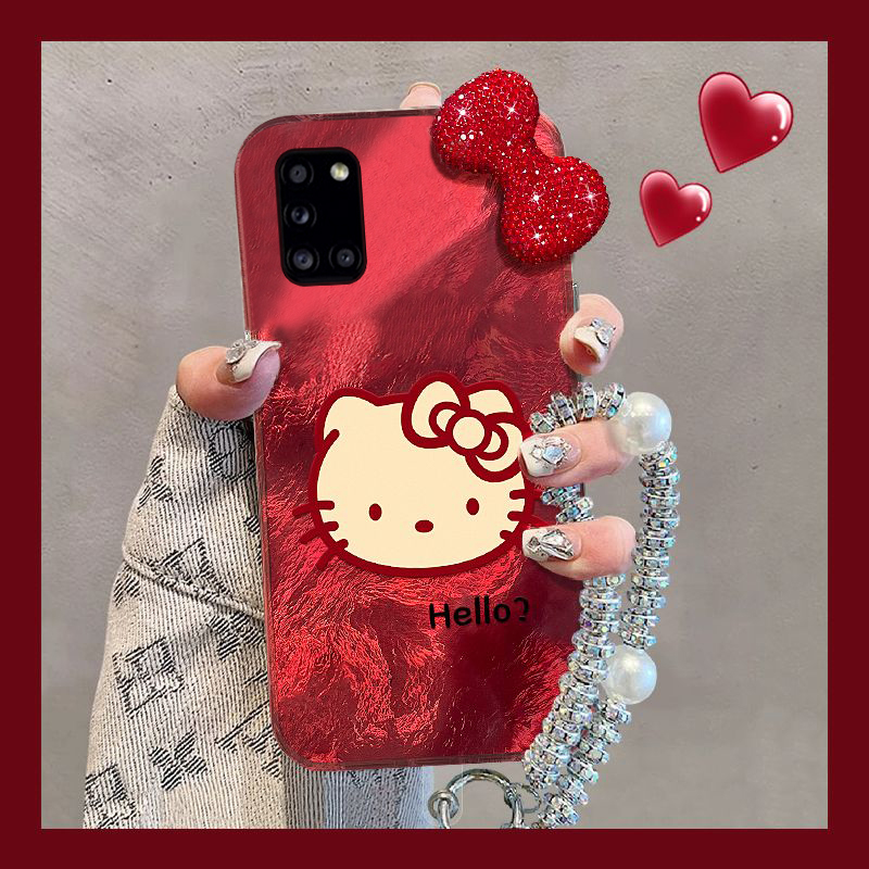 kt猫蝴蝶结适用三星a90手机壳a80新年a70s水钻a50卡通a30红色a20新年a10硅胶a52立体a8s挂链galaxy/a53/f52女