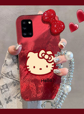 kt猫蝴蝶结适用三星a90手机壳a80新年a70s水钻a50卡通a30红色a20新年a10硅胶a52立体a8s挂链galaxy/a53/f52女