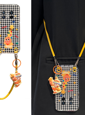 可爱星星人格子适用华为magicv3手机壳magicvs2斜挎p50可背带pockets挂件matexs2手提绳x5折叠屏x3硬pocket2