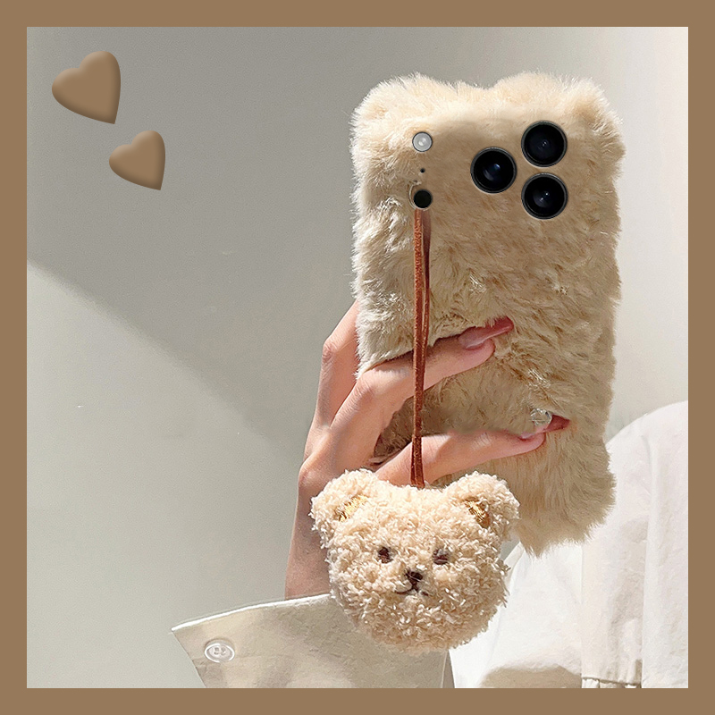 小熊吊坠挂件适用苹果17air手机壳iphone16promax可爱15plus保暖14秋冬季13mini迷你12毛绒11卡通xr8/7xsmax6