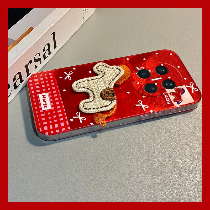 手机壳硅胶冰川纹新年红色2026马