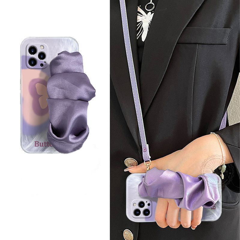 晕染蝴蝶适用小米mixfold4手机壳mixfold3紫色mixfold2折叠屏mixflip硬壳mi褶皱腕带可背带羽纱斜挎日韩透明