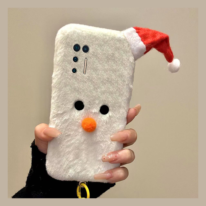 圣诞节雪人适用坚果pro3手机壳pro2立体pro2s挂绳r2秋冬季r1硅胶por毛绒毛茸茸全包防摔卡通可爱暖手新款软壳