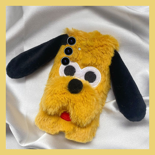 可爱布鲁狗狗适用三星s25edge手机壳s24plus立体s23+十s22卡通s21fe秋冬季s20ultra毛绒s10硅胶s9软s8/note20
