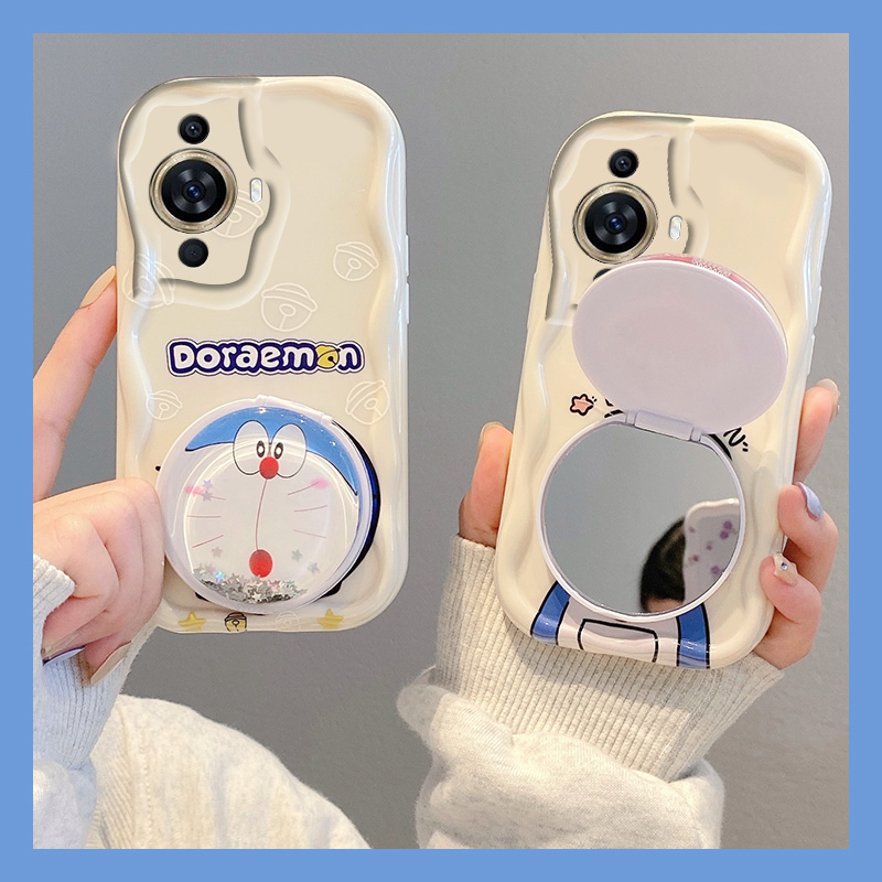 手机壳可爱卡通哆啦A梦带镜子镜面蓝胖子