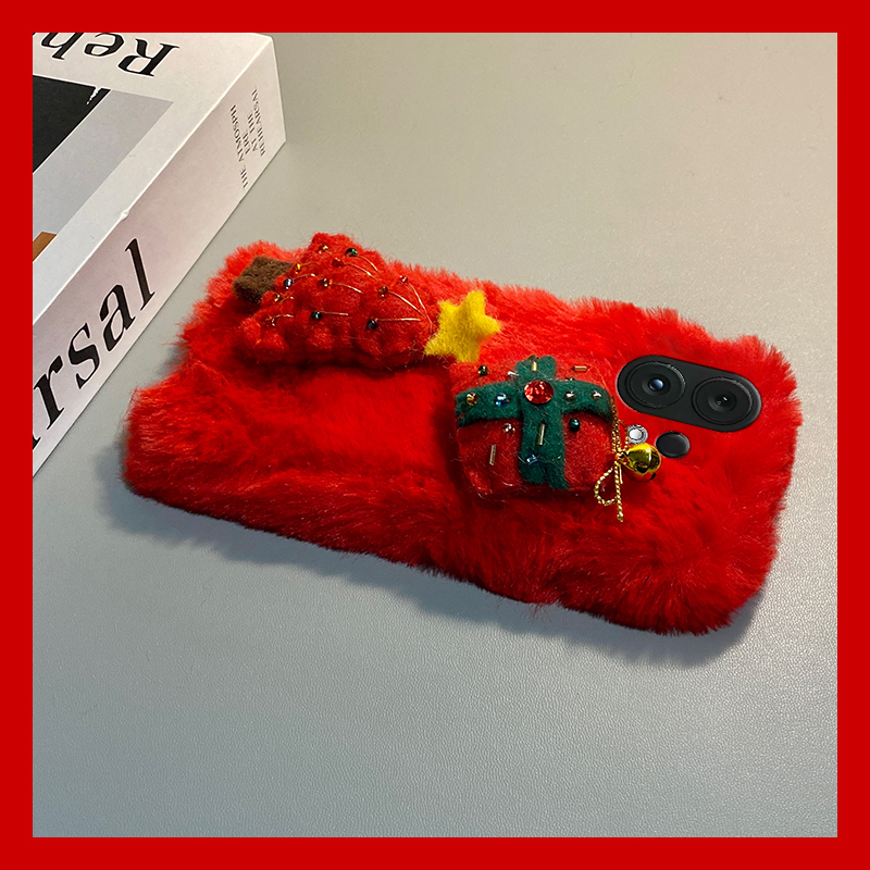 ins风红色圣诞树适用vivos30promini手机壳s20毛绒s19pro冬天s17t保暖s16e秋冬季t1立体s15s12s10s9s7s1硅胶p
