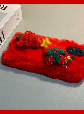 ins风红色圣诞树适用vivos30promini手机壳s20毛绒s19pro冬天s17t保暖s16e秋冬季t1立体s15s12s10s9s7s1硅胶p