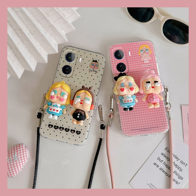 波点格子哭娃适用vivoiqooneo11手机壳爱酷爱丽丝十一立体iq00背夹vivi斜挎vivo硅胶全包防摔可背带斜跨软壳p