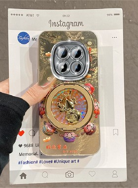 2026可爱财神爷葫芦适用小米红米note15pro+手机壳noto14旋转13r支架12turbo新年11软10/9/14c十turbo4/redmi