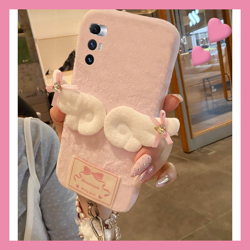 ins风天使翅膀适用小米mixfold4手机壳mixfold3米菲兔mixfold2折叠屏mixflip立体mi秋冬季毛绒毛茸茸挂件挂绳