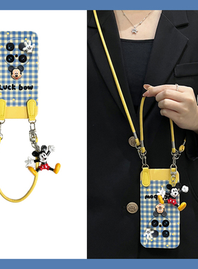 蓝色格子适用vivox200手机壳x100ultra立体x90s米奇x80pro斜挎x70spor可背x60曲屏版x50软x30x27x23x21i硅胶p