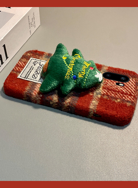 ins风红色格纹适用oppo一加ace6手机壳ace5至尊版1+15立体13秋冬季12毛绒11pro软10/9rt/ace3v/2v/1+oneplus