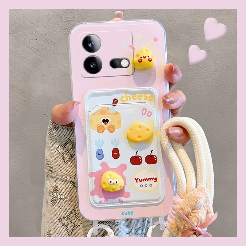 可爱奶酪适用vivoiqooneo9spro手机壳iqoneo8se立体neo7pro竞速版5s活力版6se公仔855卡包爱酷vivo硅胶挂绳女