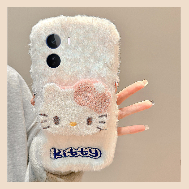 可爱呆萌kt猫适用vivoiqooneo11手机壳iqooneo10凯蒂猫iqneo9spro秋冬季8se毛绒7por竞速版5s活力版6爱酷855