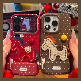 855竞速版 2026波点刺绣小马适用vivoiqooneo11手机壳iqneo10pro立体neo9镜子8支架7se皮纹6新年5活力版