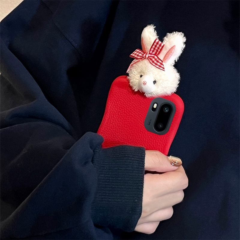 毛绒蝴蝶结兔子适用一加ace6手机壳ace5pro立体1+15红色13可爱12皮纹ace3仿皮acepro竞速版11r/2v/10t卡通软p