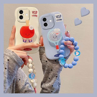 乒乓球网球适用苹果iPhone15promax手机壳ultra球拍14plus立体13mini迷你12支架11挂链xr硅胶xsmax/8/7/6sp女