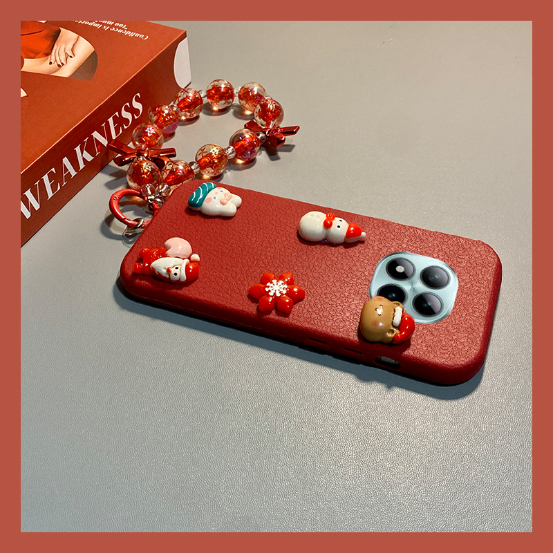 圣诞雪人小熊适用小米红米note15pro+手机壳noto14兔子13挂链12turbo可爱11tpor皮纹10仿皮redmi卡通十手提软