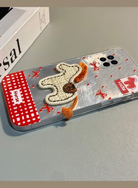 蝴蝶结刺绣小马适用华为nova15ultra手机壳novo14新年13pro棋盘格12马年11卡通10z红色9se/8/7i/6/5/4e活力版