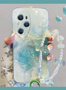 绿色晕染渐变适用华为荣耀100pro手机壳90gt贝壳纹80夏天70韩系60se硅胶v40i+x50十x40i畅玩50plus软壳honor