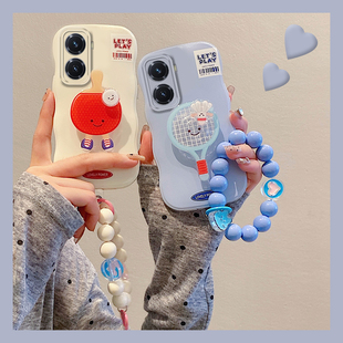 乒乓球网球适用vivoy100t手机壳y3球拍z5i立体y5s支架y35y77e手提y50新款y76s挂链y20y30y93s硅胶y33s/vivo女