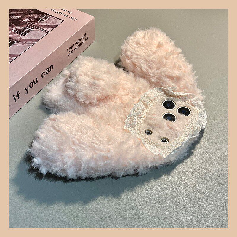 蕾丝纯色毛茸茸兔子耳朵适用vivox300ultra手机壳x30