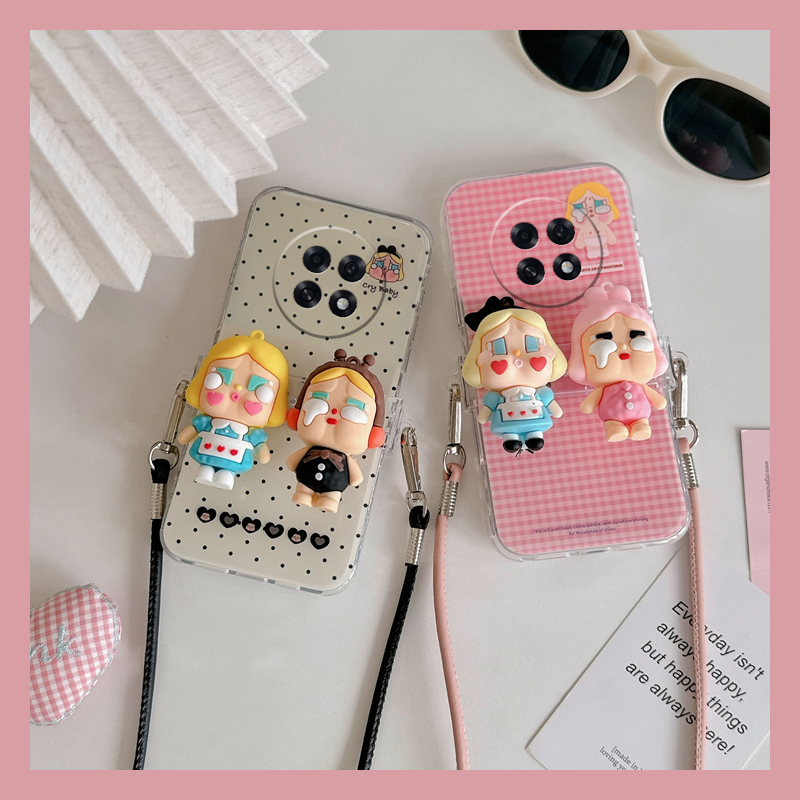 波点格子哭娃适用oppoa6pro手机壳a6gt爱丽丝a6gt立体a6max背夹a6i斜挎por硅胶0ppo全包oppo防摔可背带卡通软