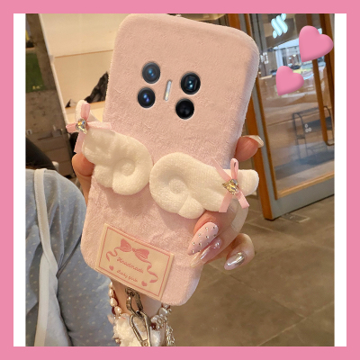 ins风天使翅膀适用华为magicv3手机壳magicvs2米菲兔p50立体pockets秋冬季matexs2毛绒x5折叠屏x3挂绳ocket2