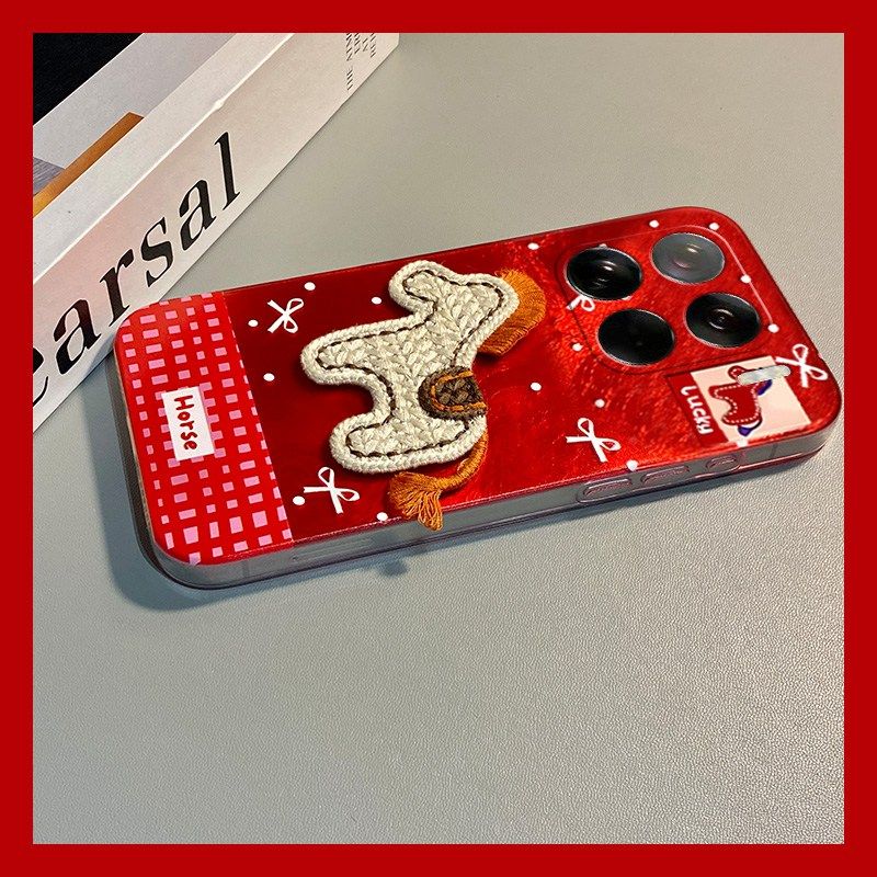 手机壳硅胶冰川纹新年红色2026马
