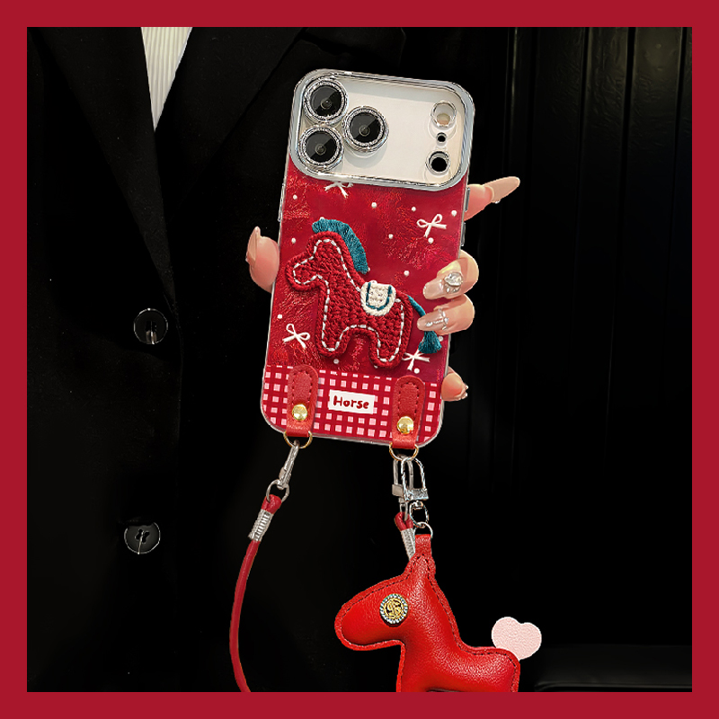 2025刺绣马年适用oppoa97手机壳a96立体a93挂件a92手提绳a58冰川纹a57红色a56新年a55软a53s/a31/a32/a16/a3x