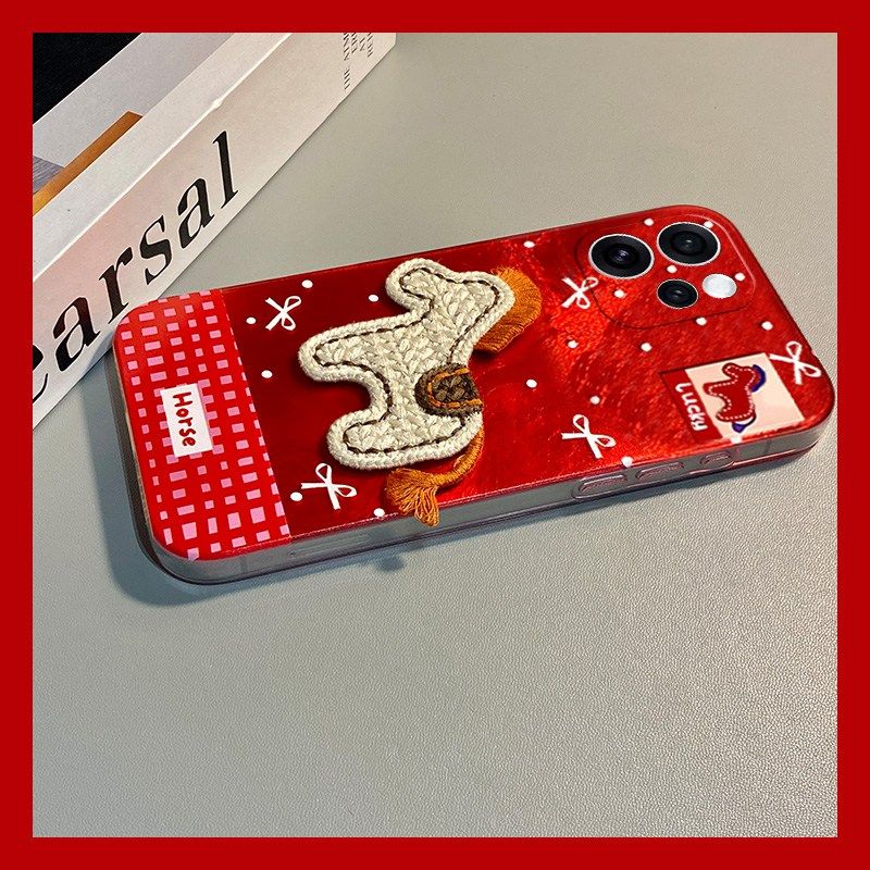 手机壳硅胶冰川纹新年红色2026马