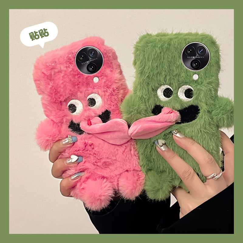 毛绒绒毛茸茸搞怪吐舌头小怪兽手机壳