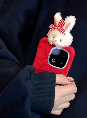毛绒蝴蝶结兔子适用vivoiqoo15手机壳iqoo13立体z10x红色z9turbo+可爱z8x秋冬z7i卡通z5皮纹z3仿皮u5十u3x软p