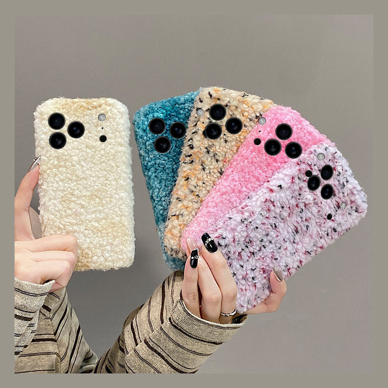 ins风水墨泰迪绒适用苹果17promax手机壳华为pura80荣耀400pro小米17墨点vivos30毛绒opporeno14秋冬季x200软