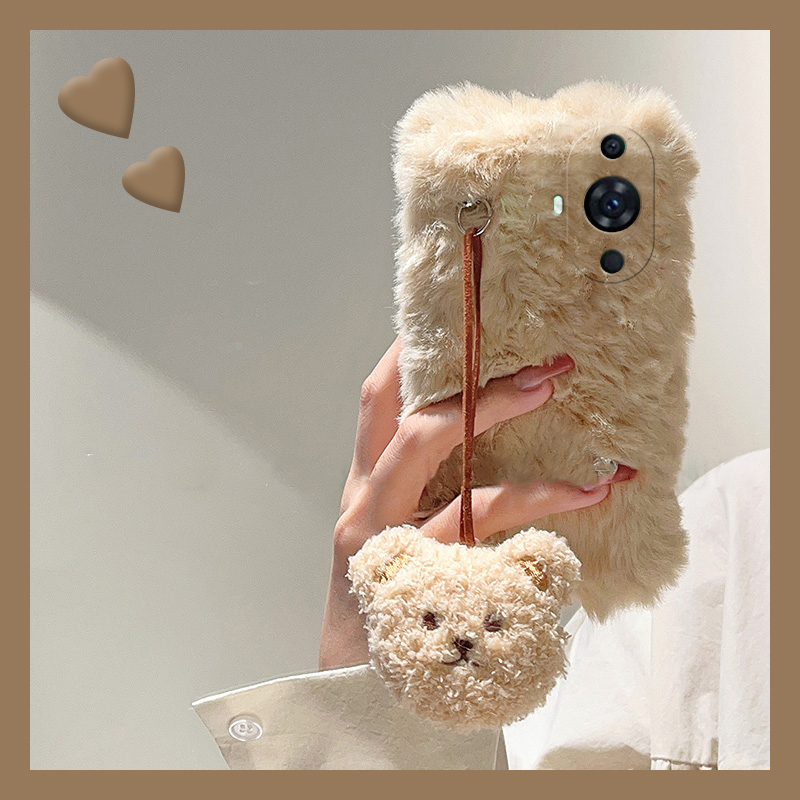 吊坠小熊适用华为nova12pro手机壳11ultra可爱10z毛茸茸9se日韩8毛毛7i秋冬季6硅胶5i毛绒绒4e活力版3i/2plus