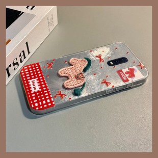粉色刺绣小马适用oppor17pro手机壳r15x梦境版 r11splus新年r9s本命年r7plus卡通r17立体oppo马年0pp0冰川纹软