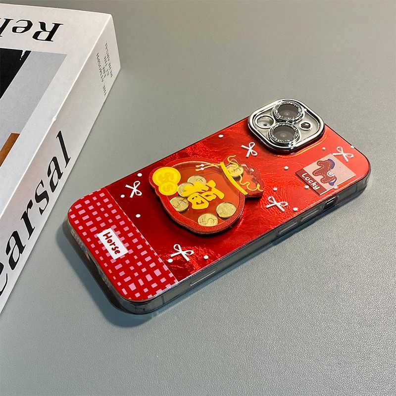 手机壳硅胶冰川纹新年红色2026马
